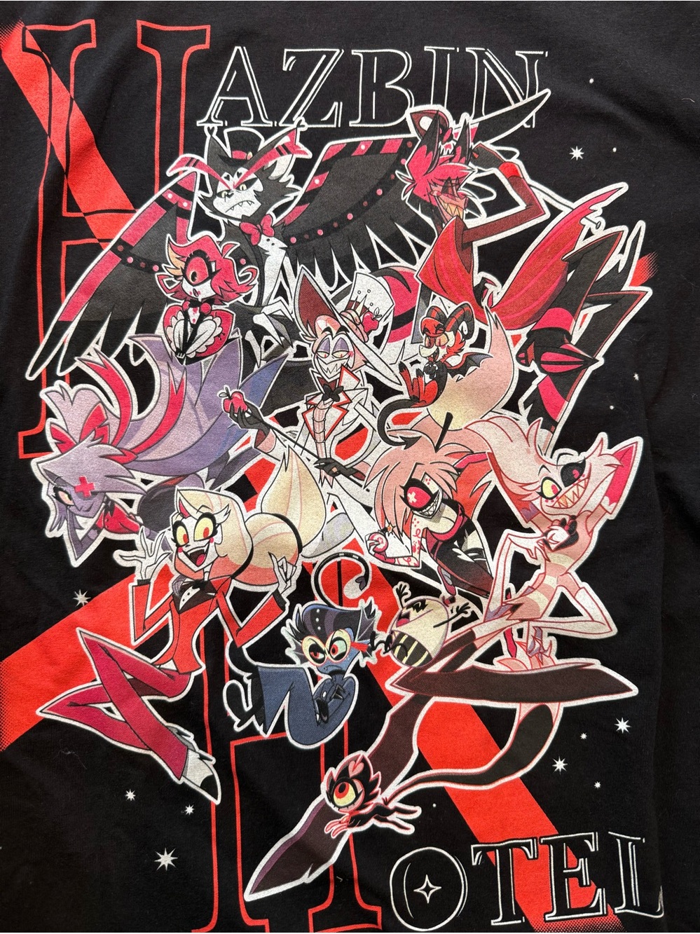 Hot Topic Hazbin Hotel Layered Graphic Tee Black Red Long Sleeve NWT M Cartoon - Picture 3 of 13
